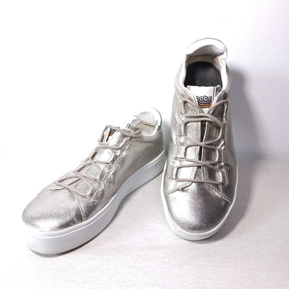 Goats Leather Sneakers in Silver Metallic Platform size 9.5 Shoes